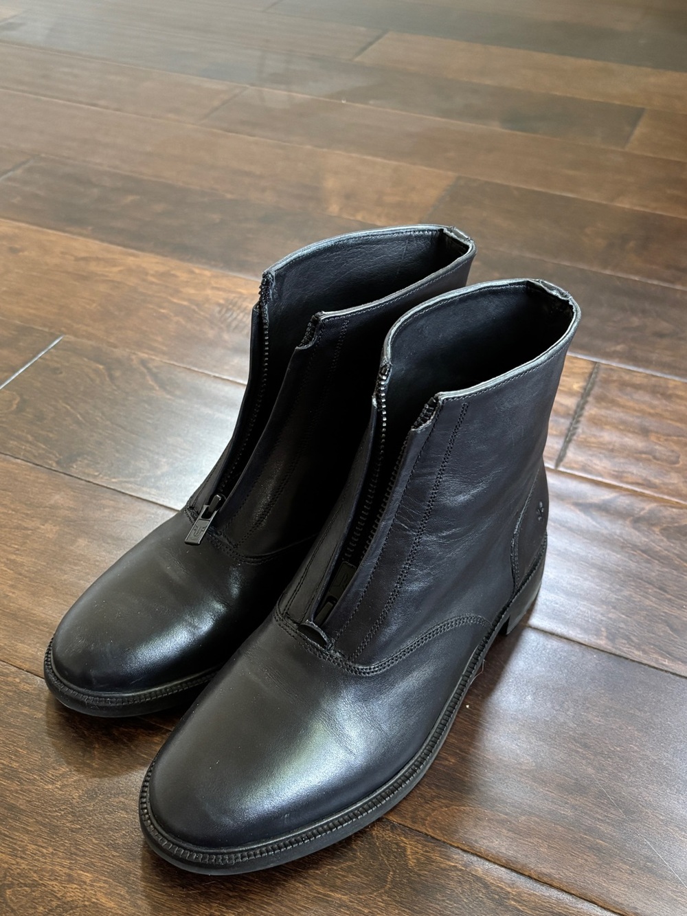 Frye Black Front-Zip Leather Boots
